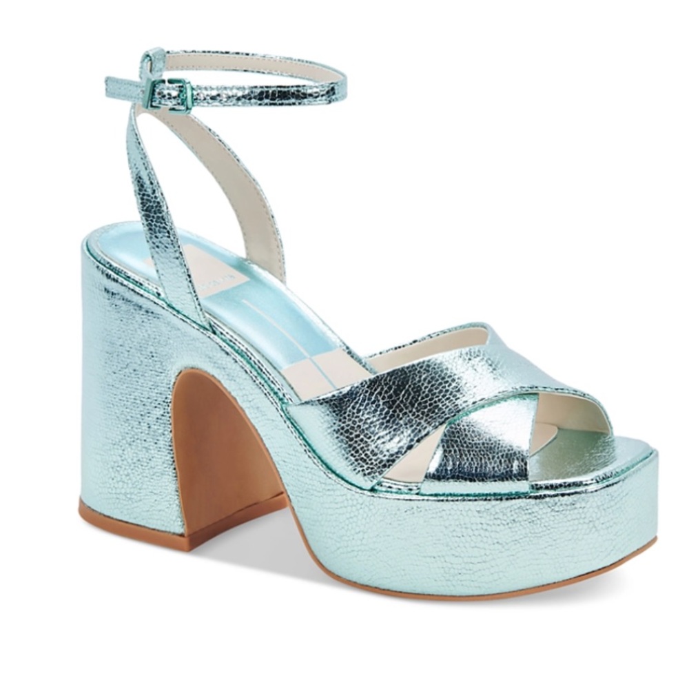 Wessi Strappy Platform Sandal // Dolce Vita // Electric Blue Metallic